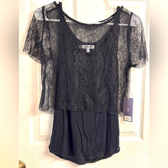 Jennifer Lopez Black lace top Small NWT - Picture 1 of 3